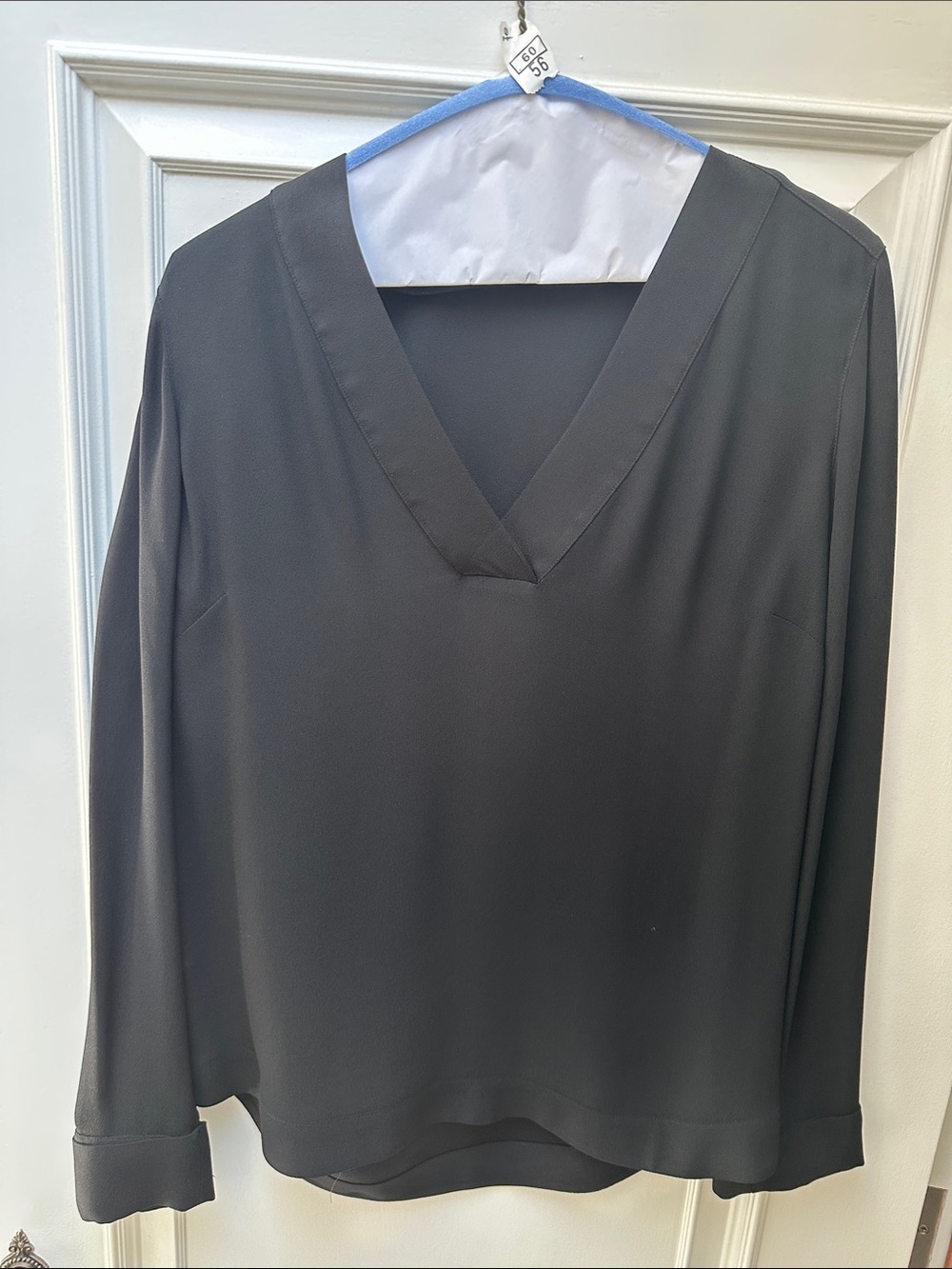 Iris & Ink Classic Black V-Neck Women's Top